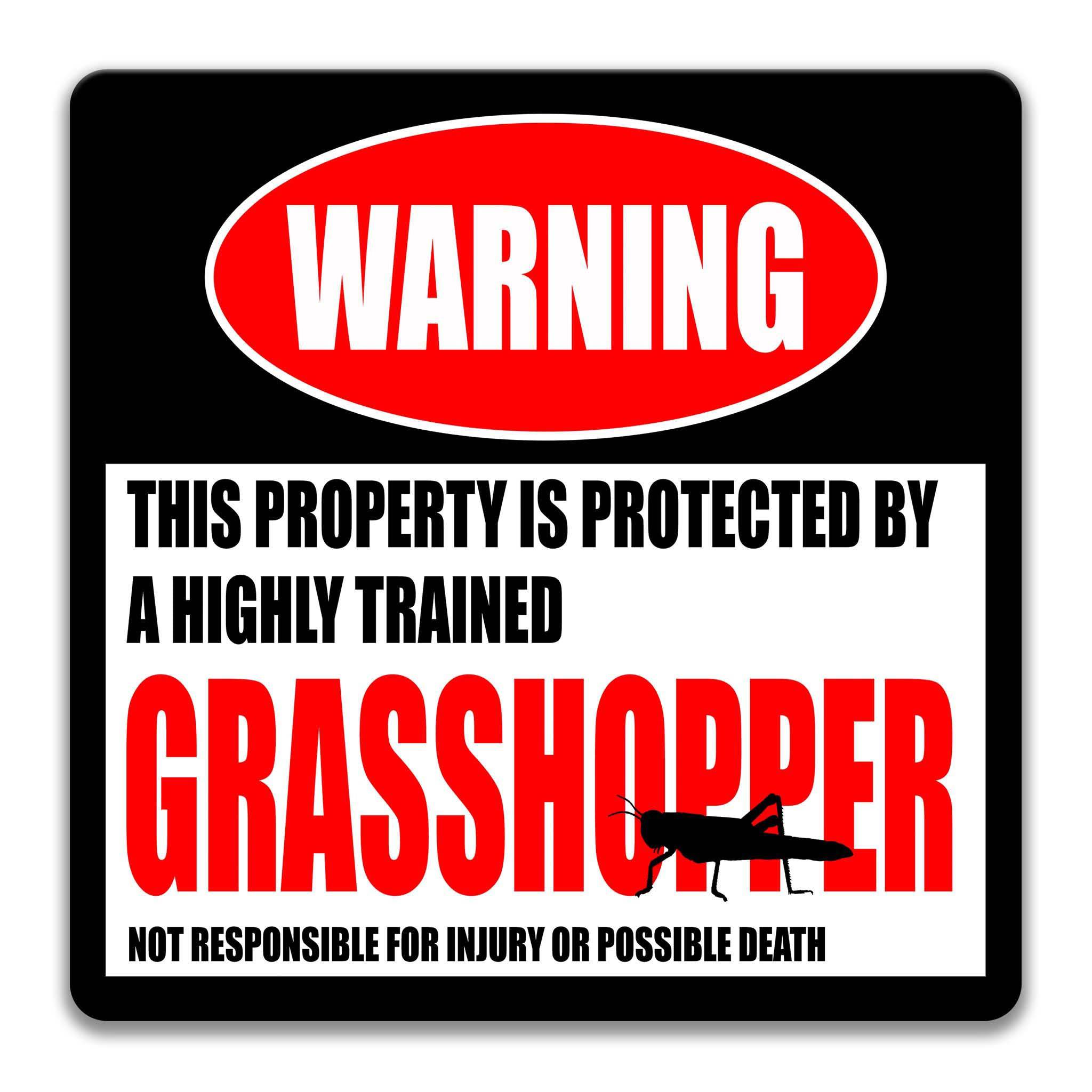 Grasshopper Metal Sign, Grasshopper Warning, Short - horned Grasshopper, Insect Lover