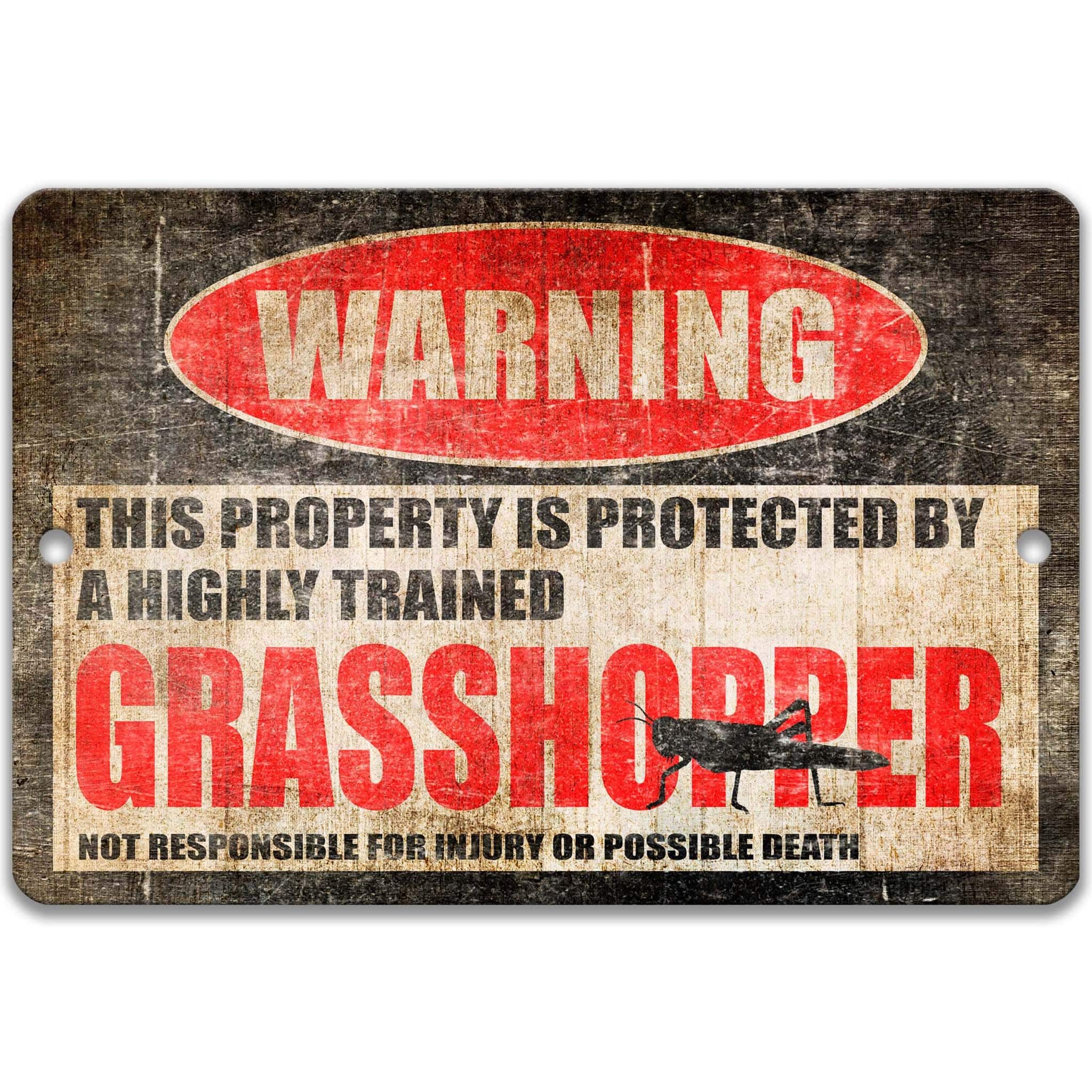 Grasshopper Metal Sign, Grasshopper Warning, Short - horned Grasshopper, Insect Lover