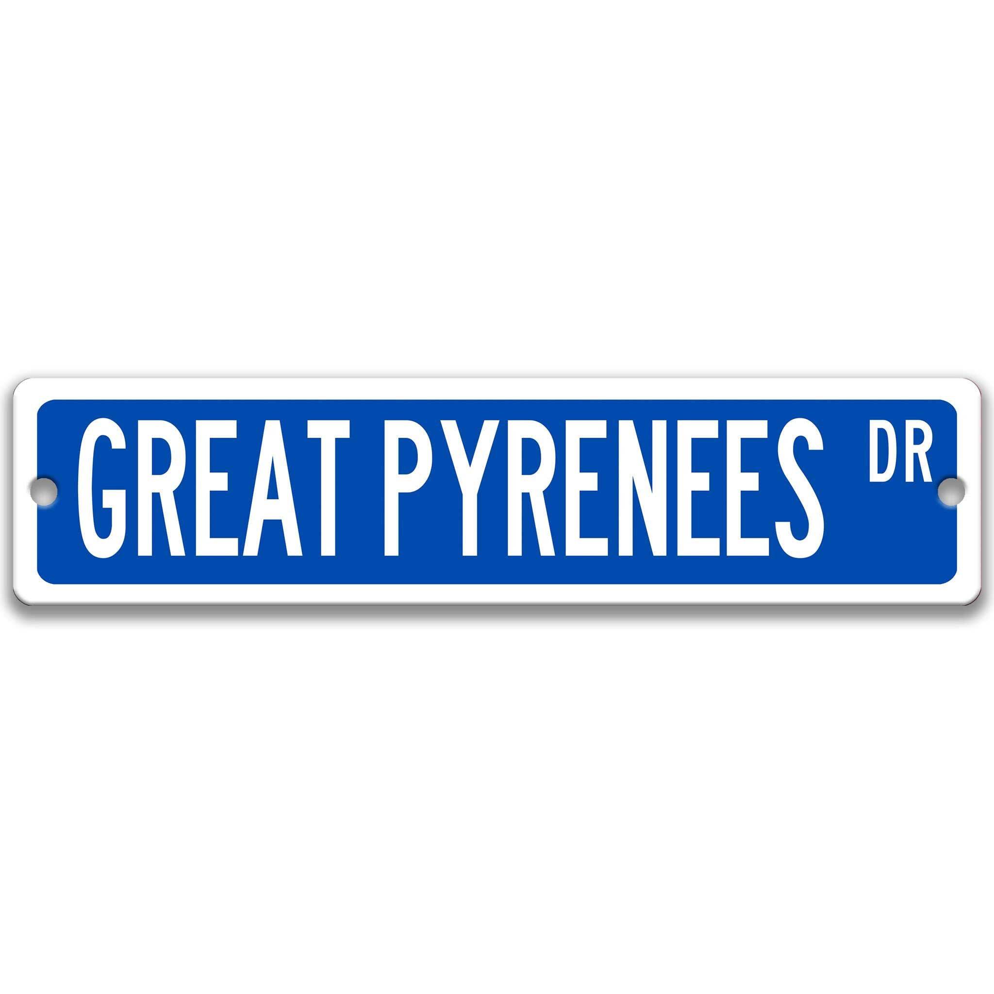 Great Pyrenees Dog Metal Street Sign