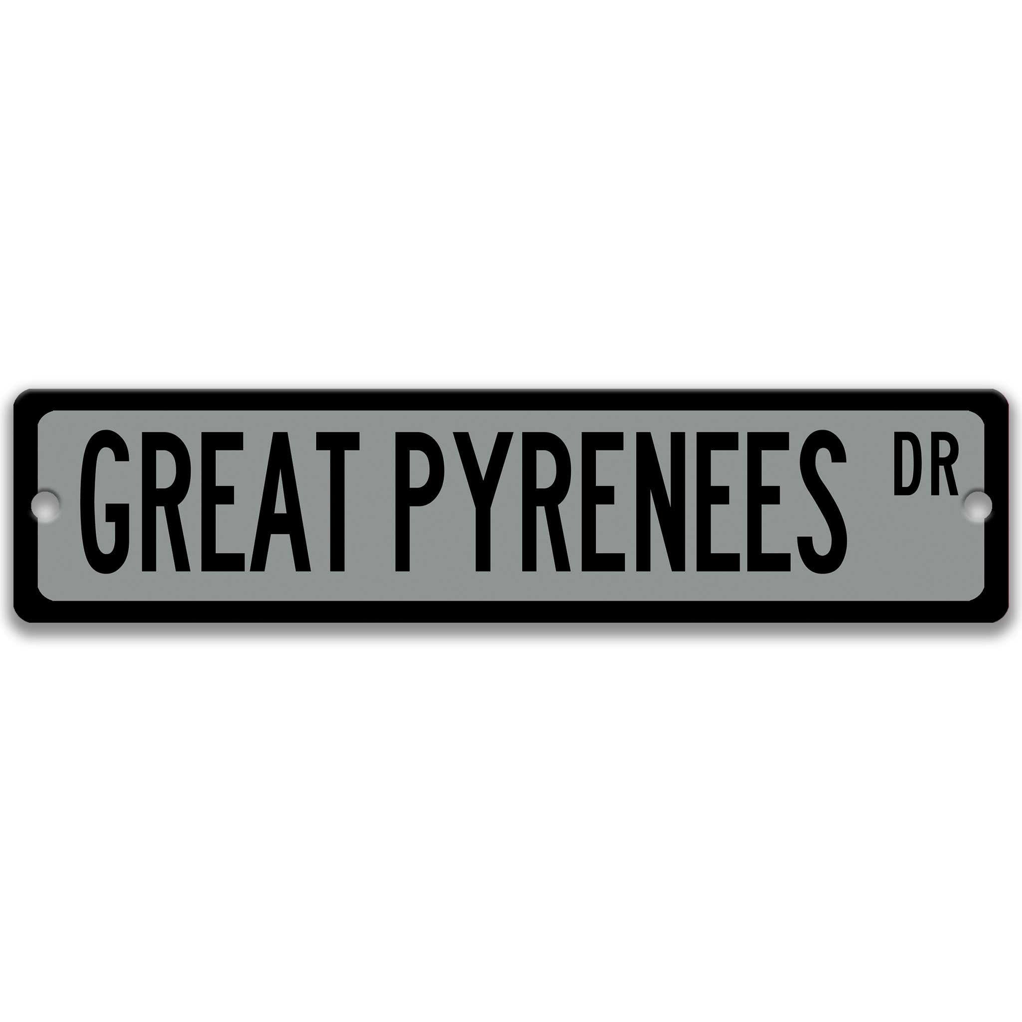 Great Pyrenees Dog Metal Street Sign