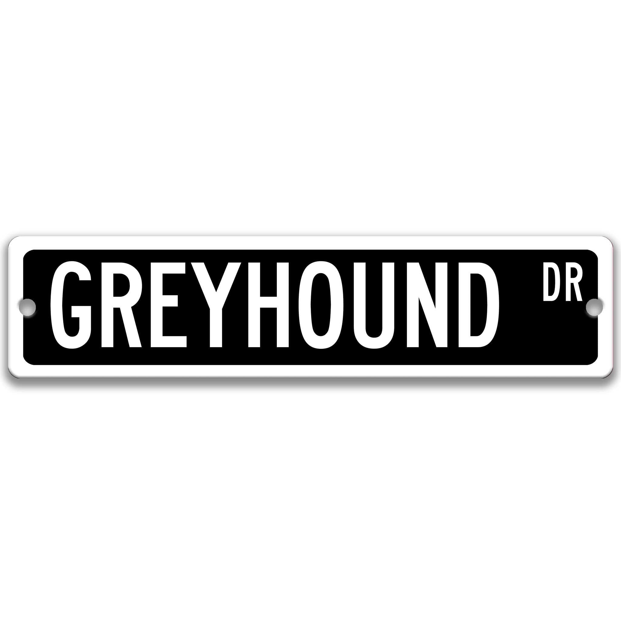 Greyhound Dog Metal Street Sign