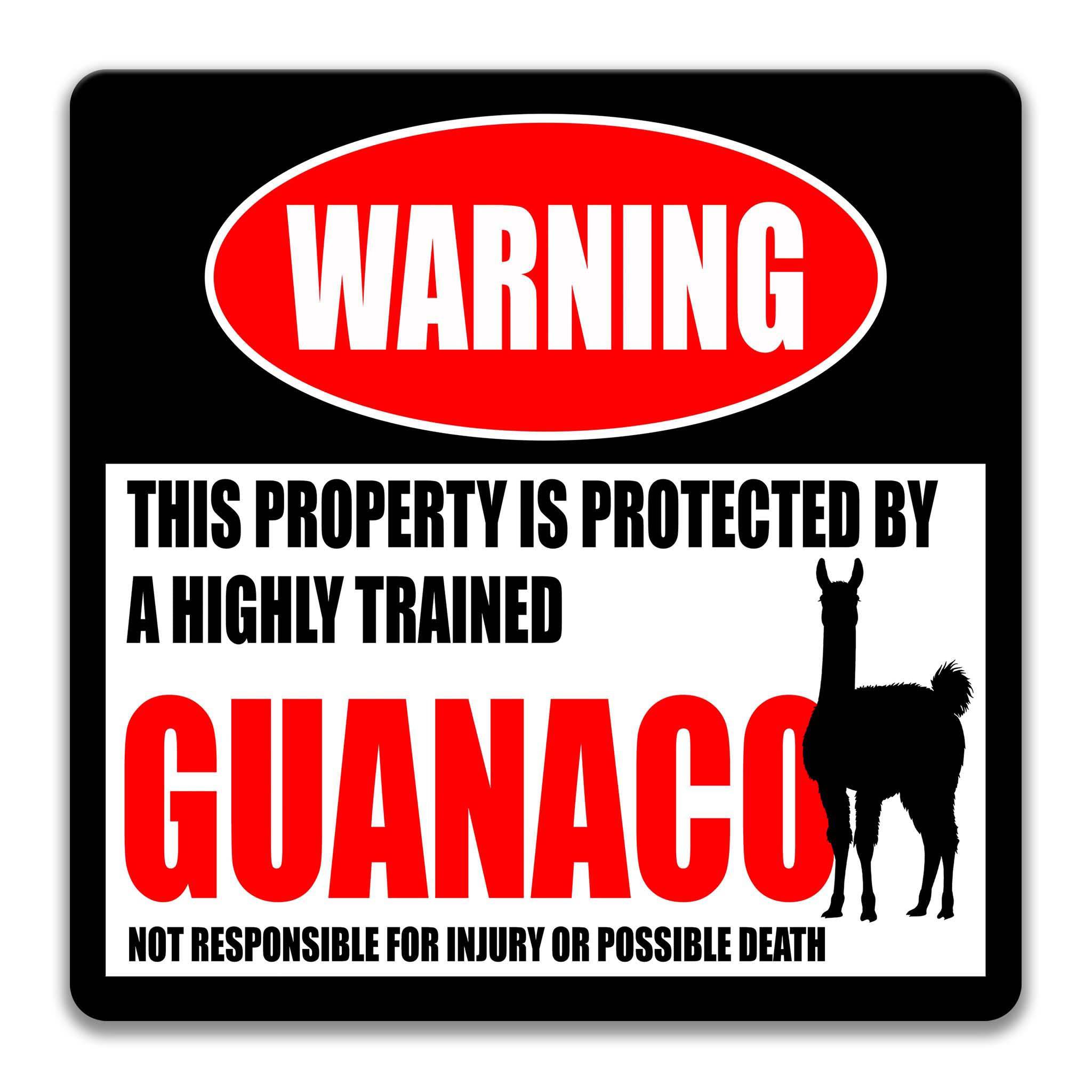 Guanaco Metal Sign, Guanaco Warning