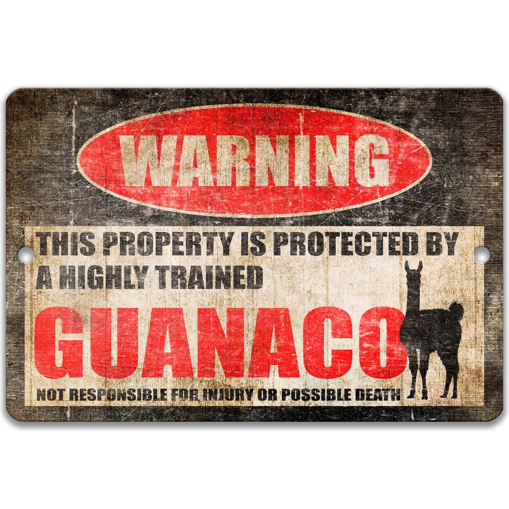 Guanaco Metal Sign, Guanaco Warning