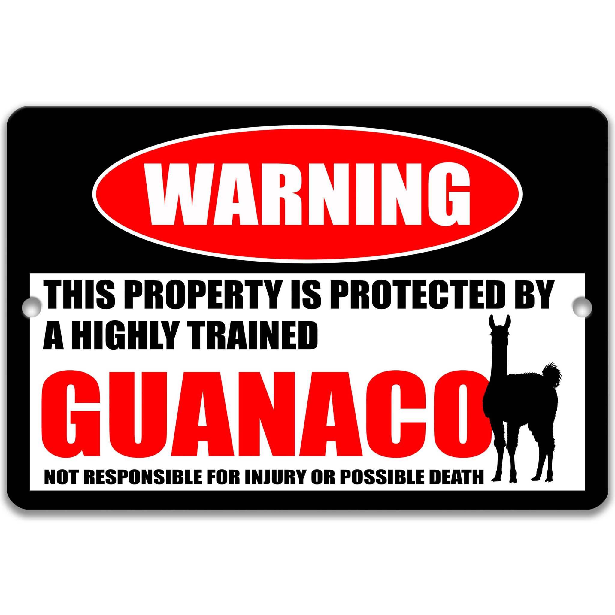 Guanaco Metal Sign, Guanaco Warning