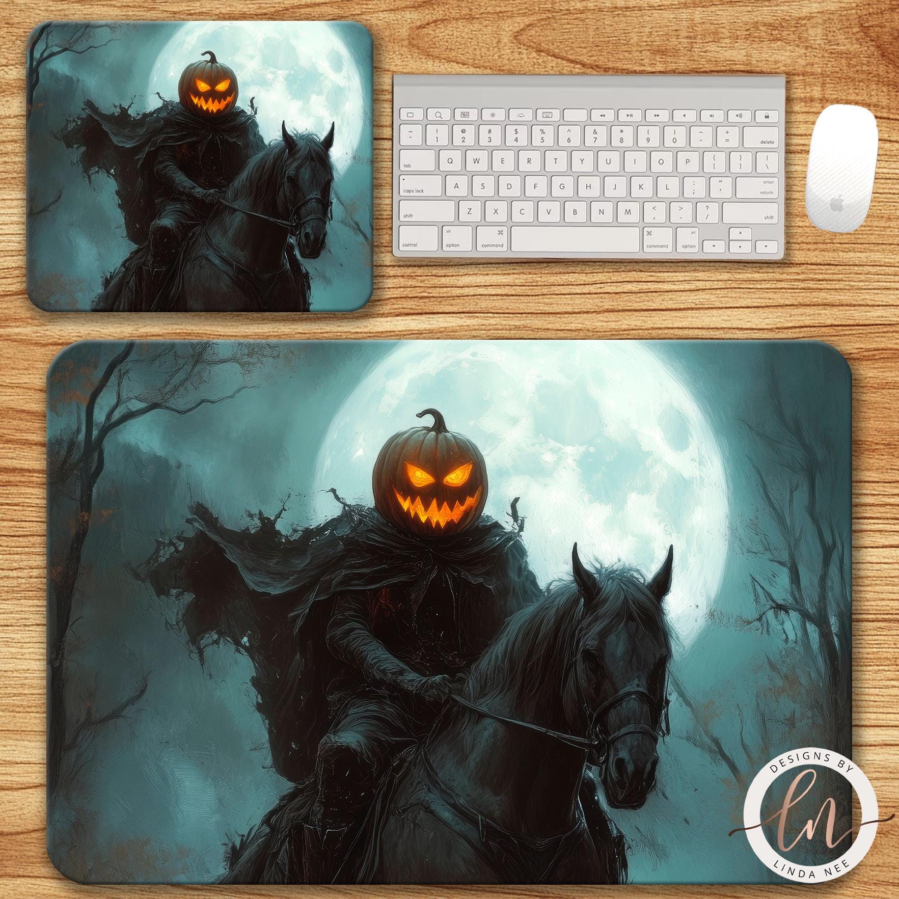 Halloween Samhain Desk Mat - Headless Horseman Gothic Art