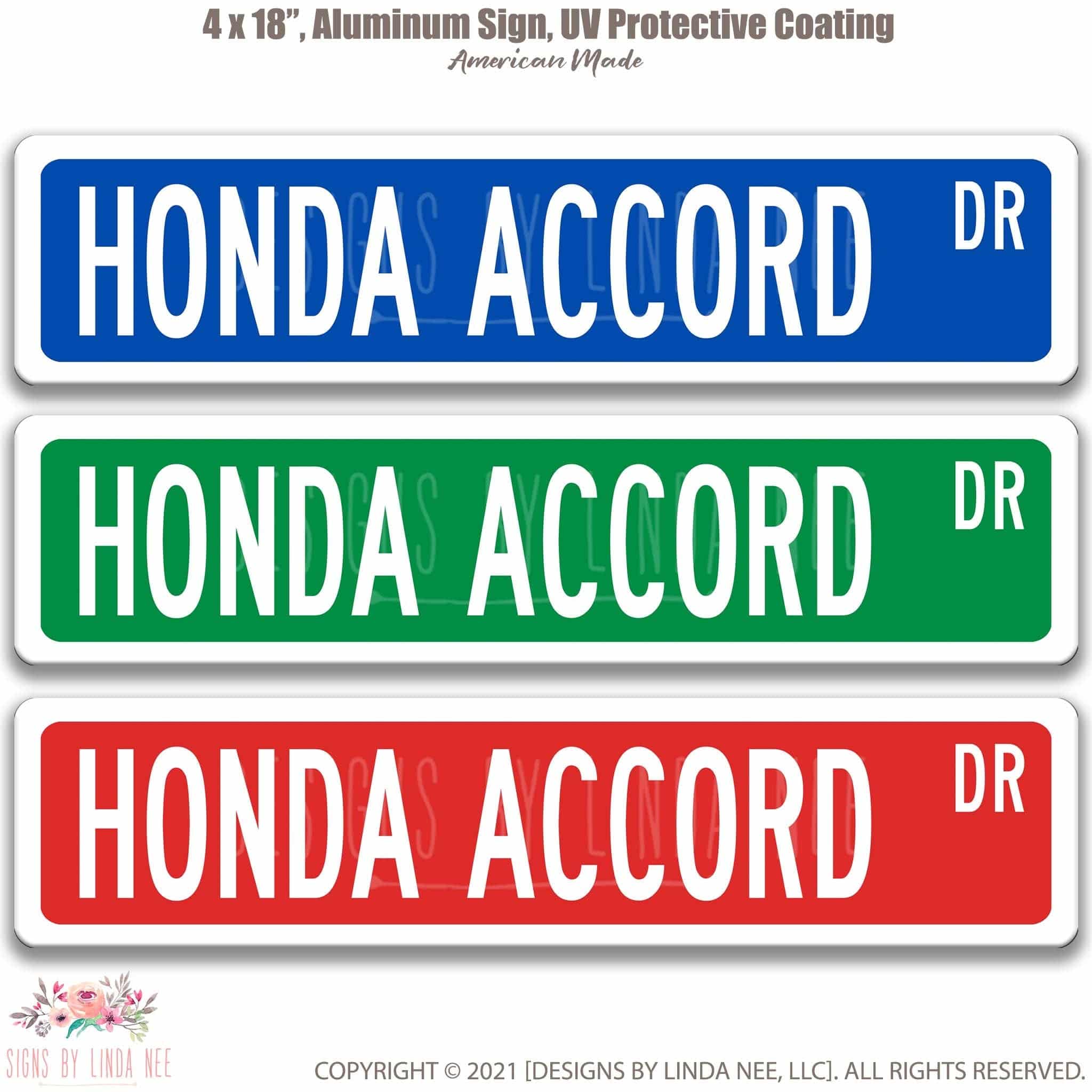 Honda Accord Metal Street Sign, Garage Sign, Auto Accessories