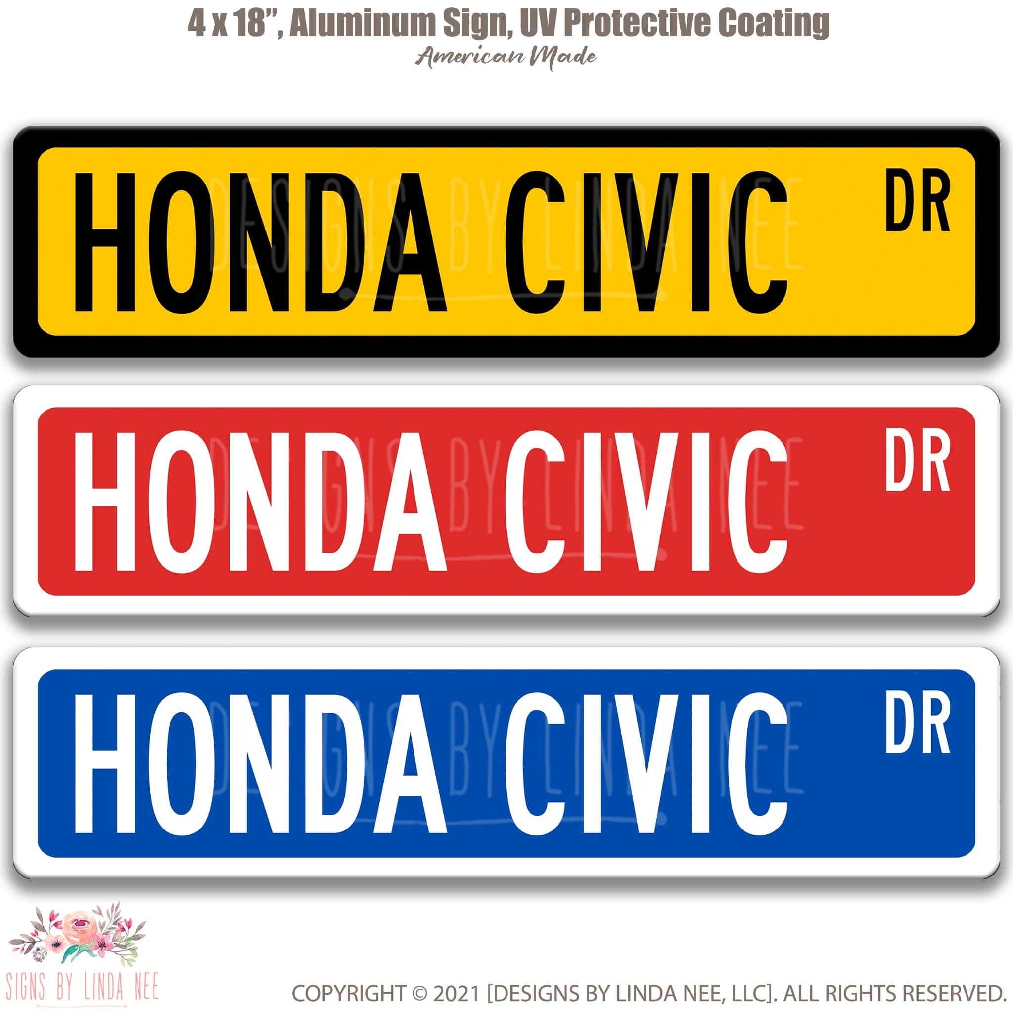 Honda Civic Metal Street Sign, Garage Sign, Auto Accessories