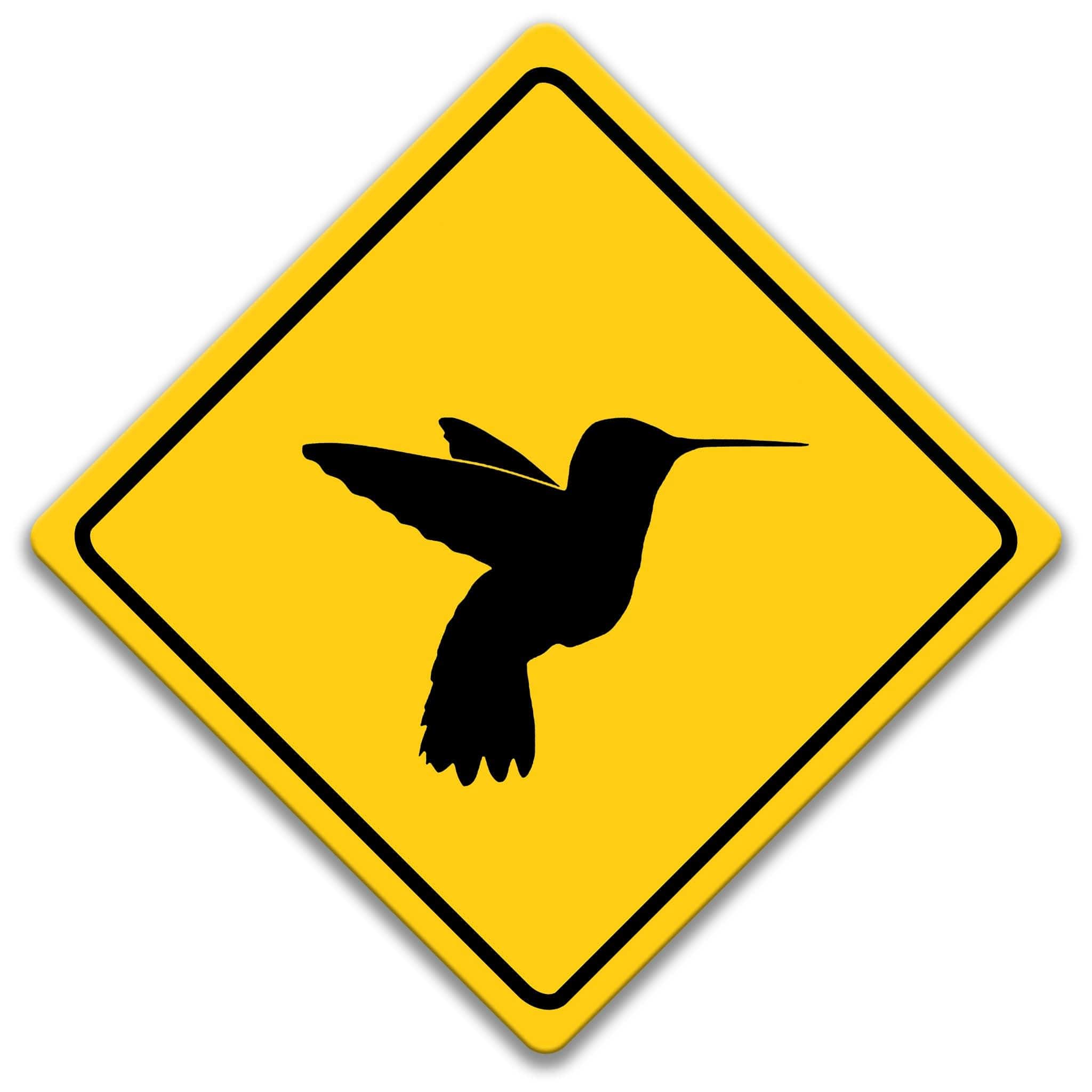 Hummingbird Crossing Caution Sign