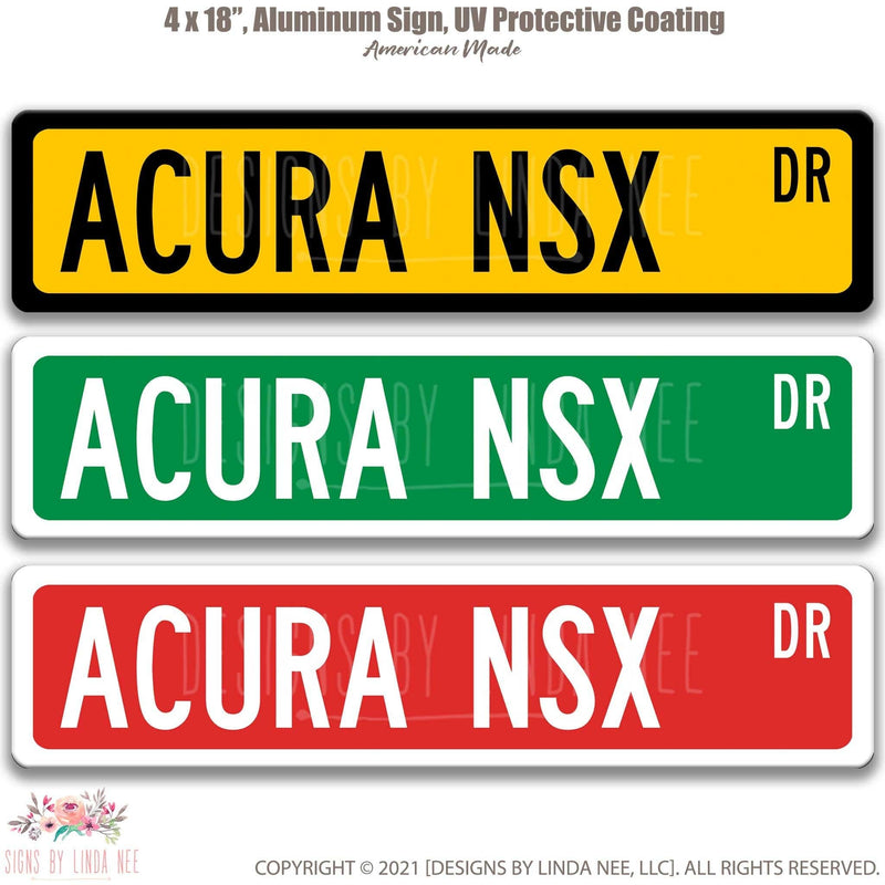 Acura NSX Metal Street Sign, Garage Sign, Auto Accessories - Designs by Linda Nee