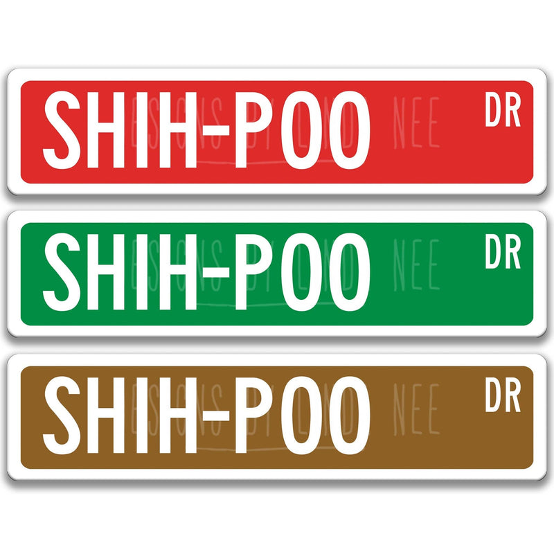 Shih-Poo Dog Metal Street Sign - Designs by Linda Nee