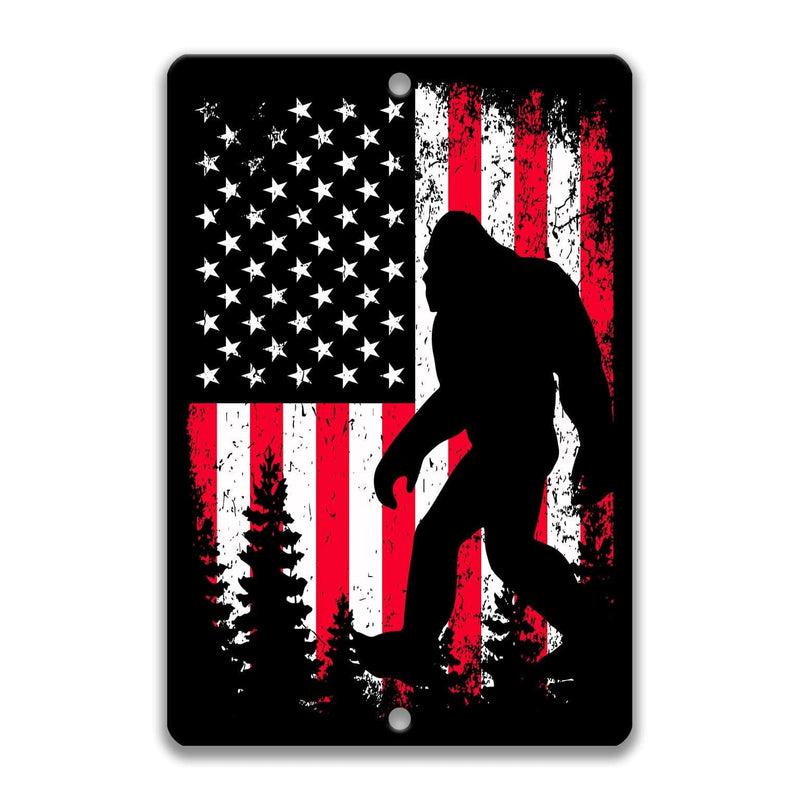 Bigfoot Sign with Patriotic American Flag - Designs by Linda Nee