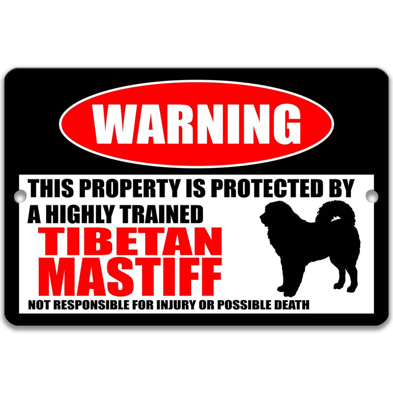 Tibetan Mastiff Dog Warning Sign - Property Protected by a Highly Trained Dog - Designs by Linda Nee