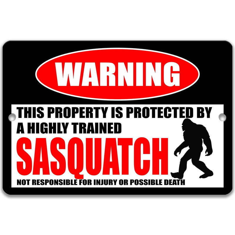 Sasquatch Metal Warning Sign - Funny Cryptozoological Decor - Designs by Linda Nee