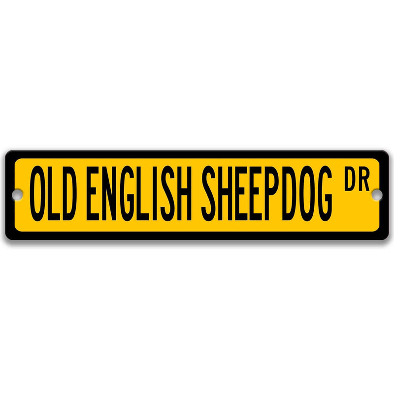 Old English Sheepdog Metal Street Sign - Designs by Linda Nee