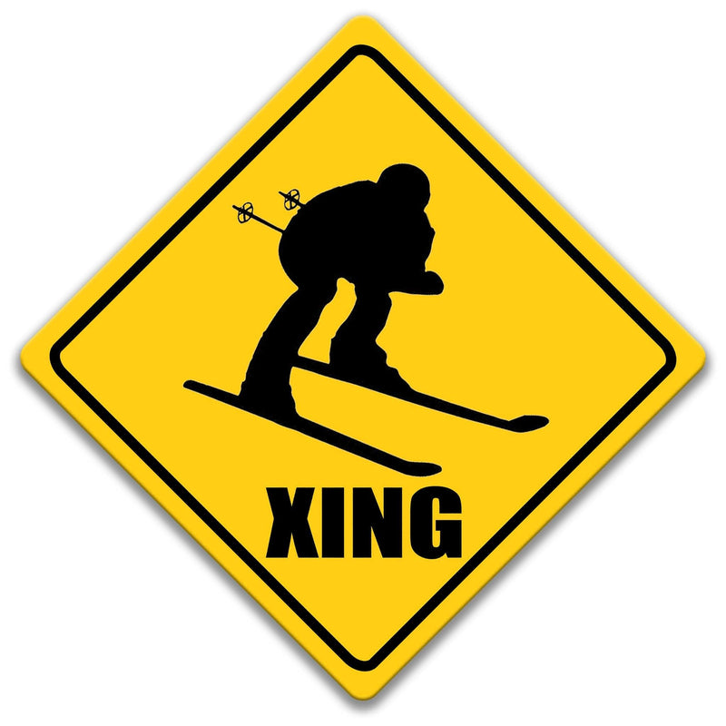 Skier XING Caution Sign - Designs by Linda Nee