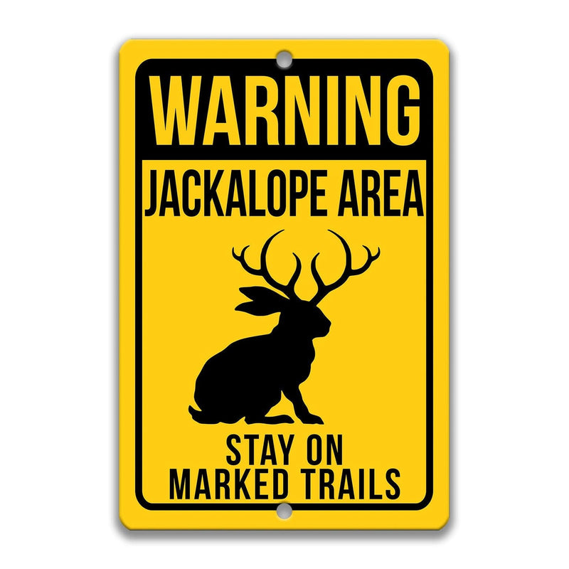 Warning Jackalope Area Stay on Marked Trails Metal Sign - Designs by Linda Nee