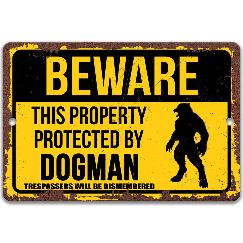 Beware This Property Protected by Michigan Dogman No Trespassing Metal Sign - Designs by Linda Nee