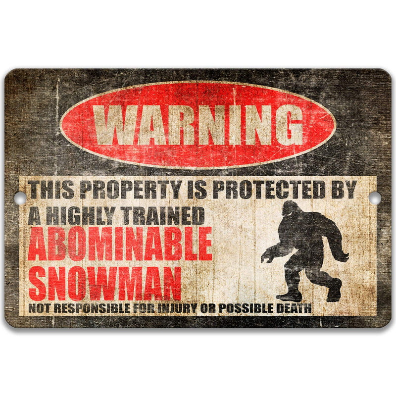 Abominable Snowman Metal Warning Sign - Designs by Linda Nee - Designs by Linda Nee