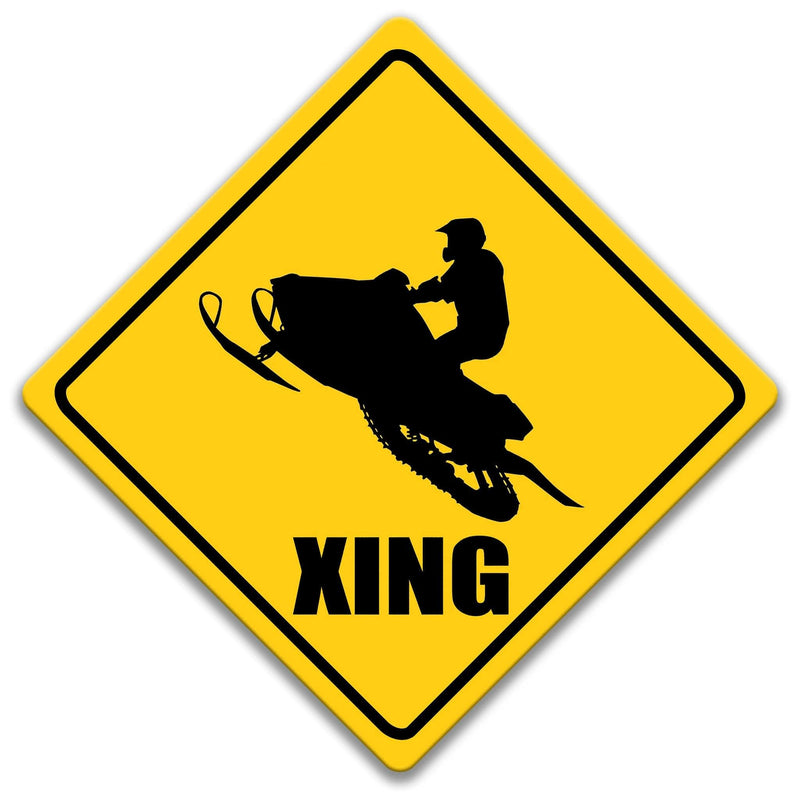 Snowmobile XING Caution Sign - Designs by Linda Nee