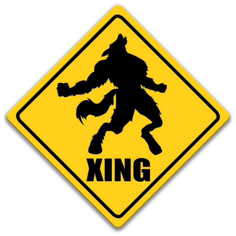 Werewolf XING Caution Sign - Designs by Linda Nee