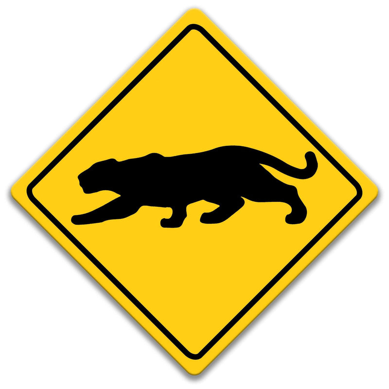 Black Panther Crossing Caution Sign - Designs by Linda Nee