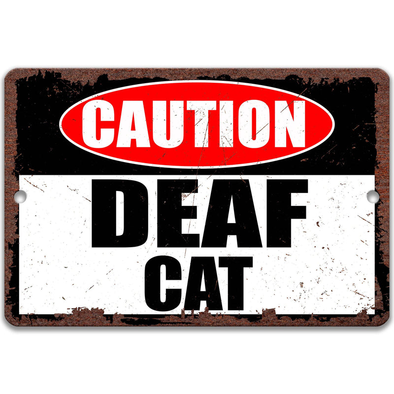 Caution Deaf Cat Yard Sign, Handicap Cat Sign - Designs by Linda Nee