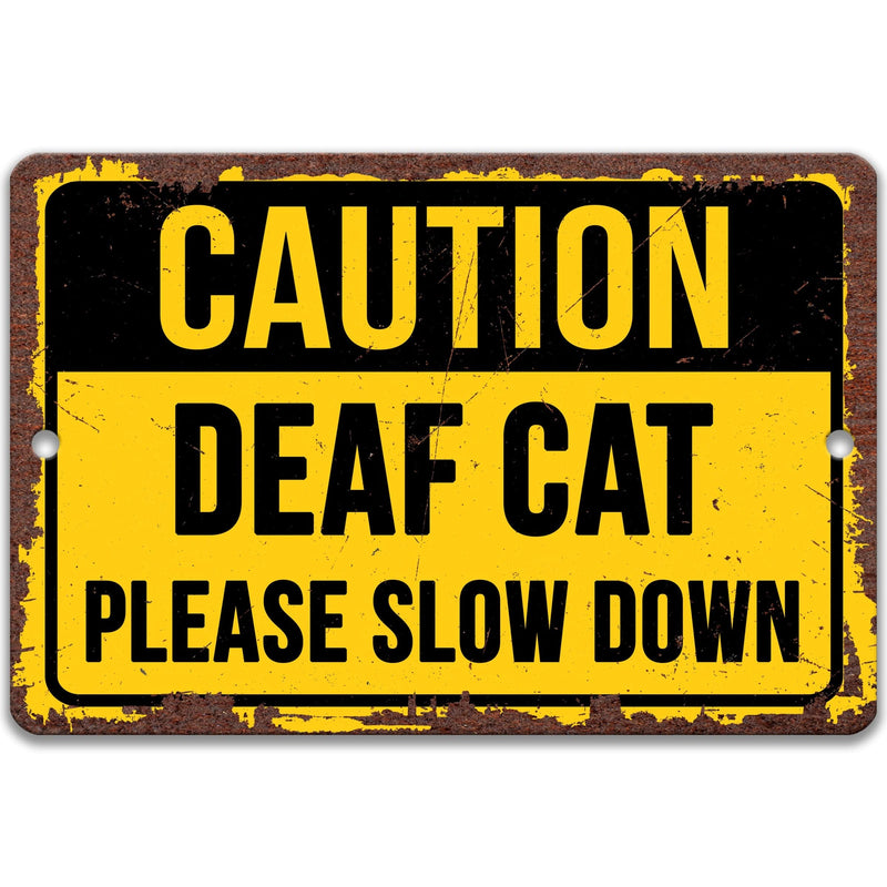 Caution Deaf Cat Please Slow Down Yard Sign, Handicap Cat Sign - Designs by Linda Nee