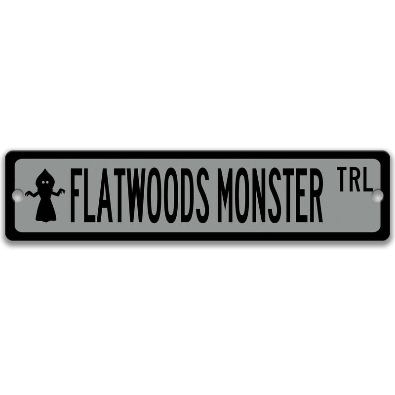 Flatwoods Monster with Silhouette Metal Street Sign - Designs by Linda Nee