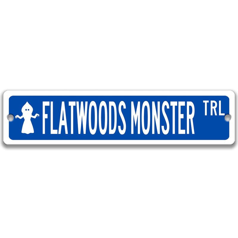 Flatwoods Monster with Silhouette Metal Street Sign - Designs by Linda Nee