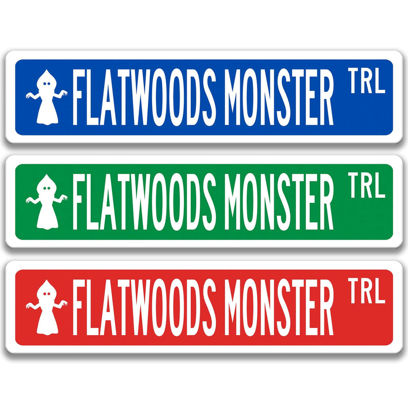 Flatwoods Monster with Silhouette Metal Street Sign - Designs by Linda Nee