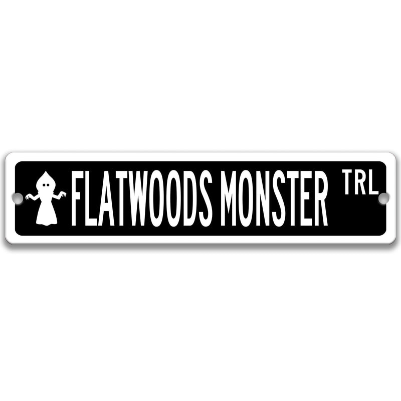 Flatwoods Monster with Silhouette Metal Street Sign - Designs by Linda Nee