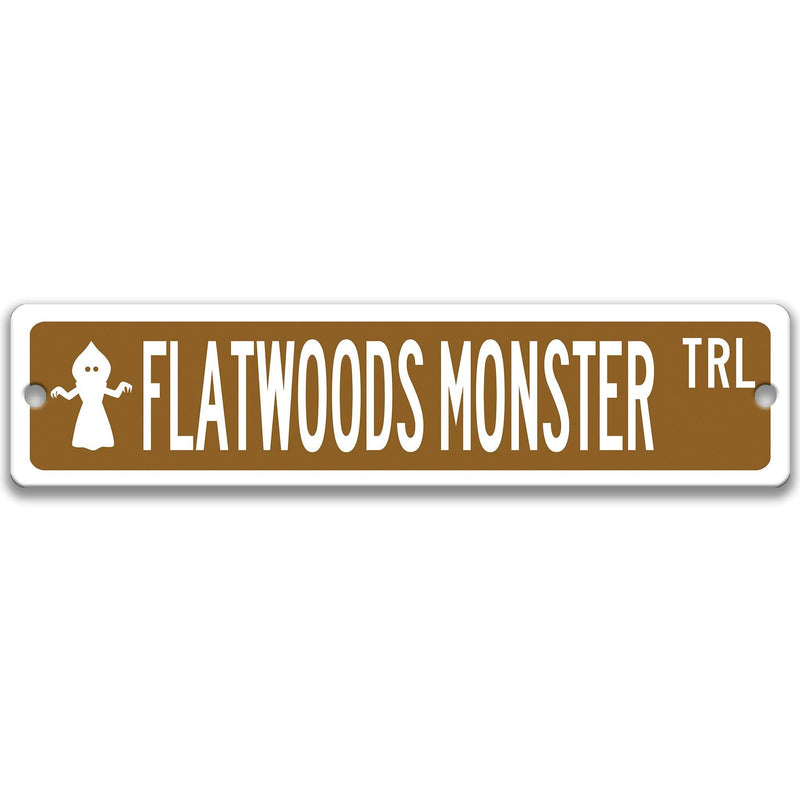 Flatwoods Monster with Silhouette Metal Street Sign - Designs by Linda Nee