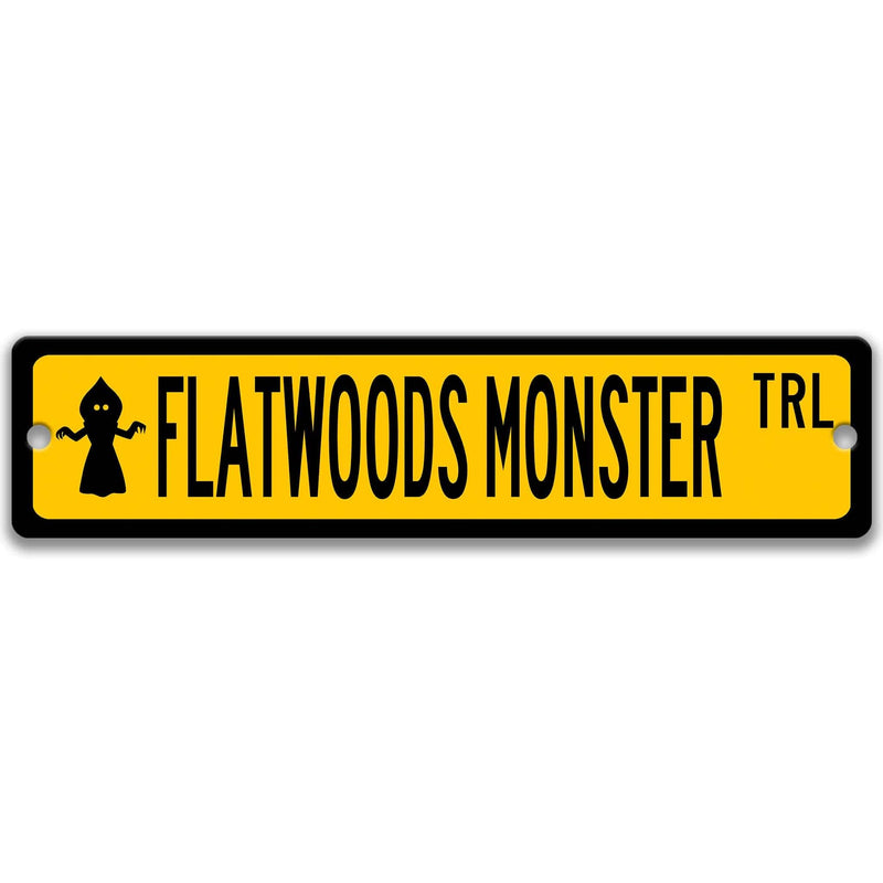 Flatwoods Monster with Silhouette Metal Street Sign - Designs by Linda Nee