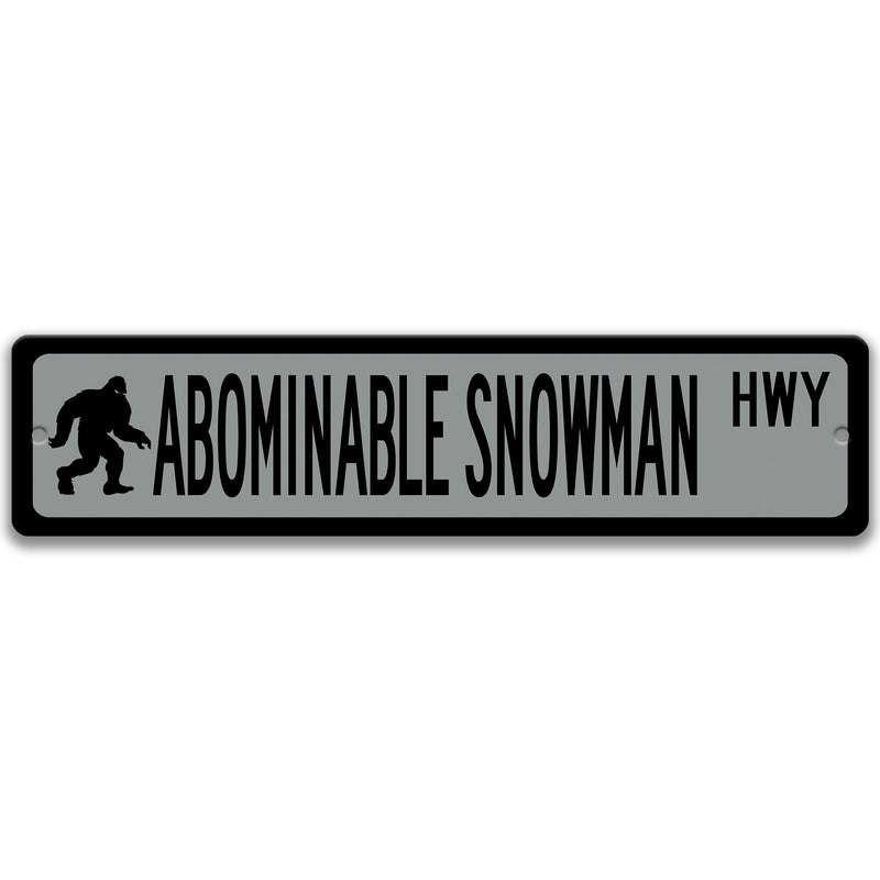 Abominable Snowman with Silhouette Metal Street Sign - Designs by Linda Nee