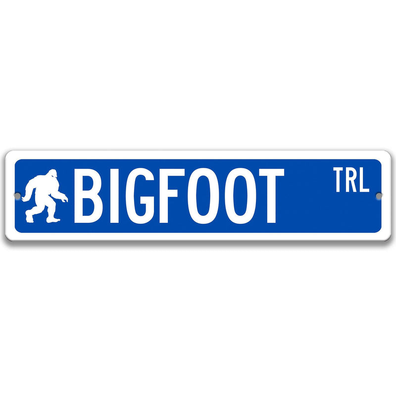 Bigfoot with Silhouette Metal Street Sign - Designs by Linda Nee