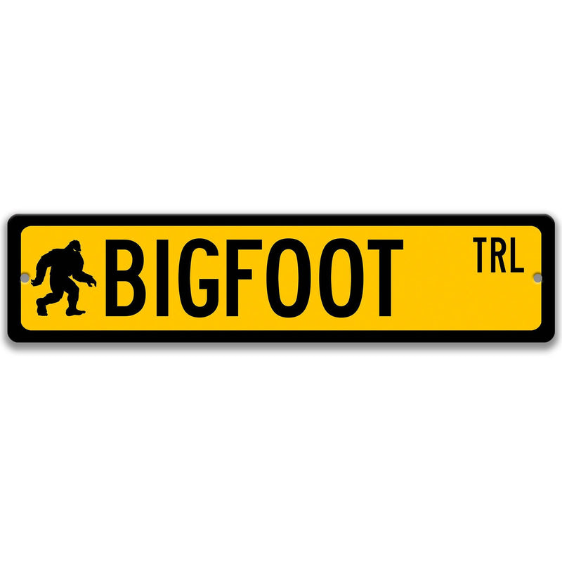 Bigfoot with Silhouette Metal Street Sign - Designs by Linda Nee