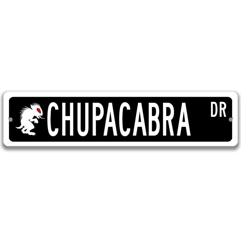 Chupacabra with Silhouette Metal Street Sign - Designs by Linda Nee