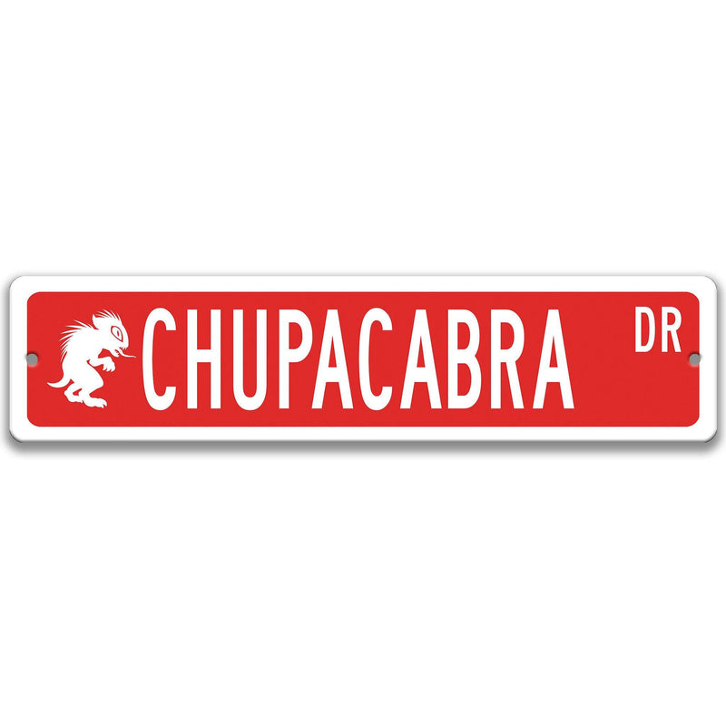 Chupacabra with Silhouette Metal Street Sign - Designs by Linda Nee