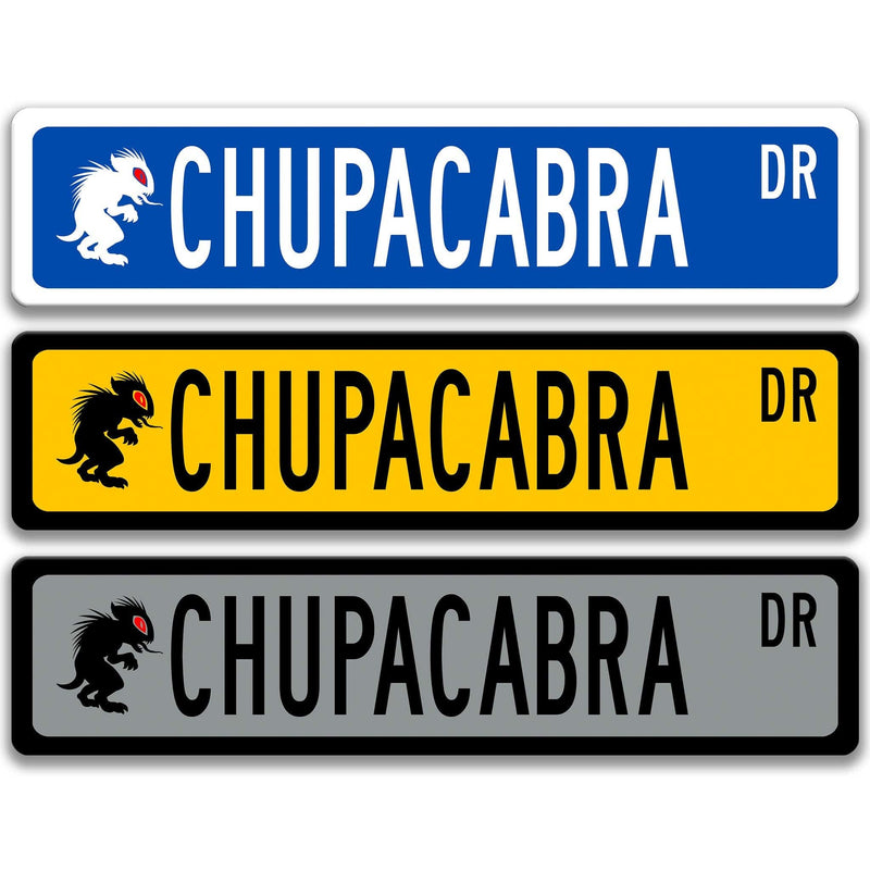 Chupacabra with Silhouette Metal Street Sign - Designs by Linda Nee