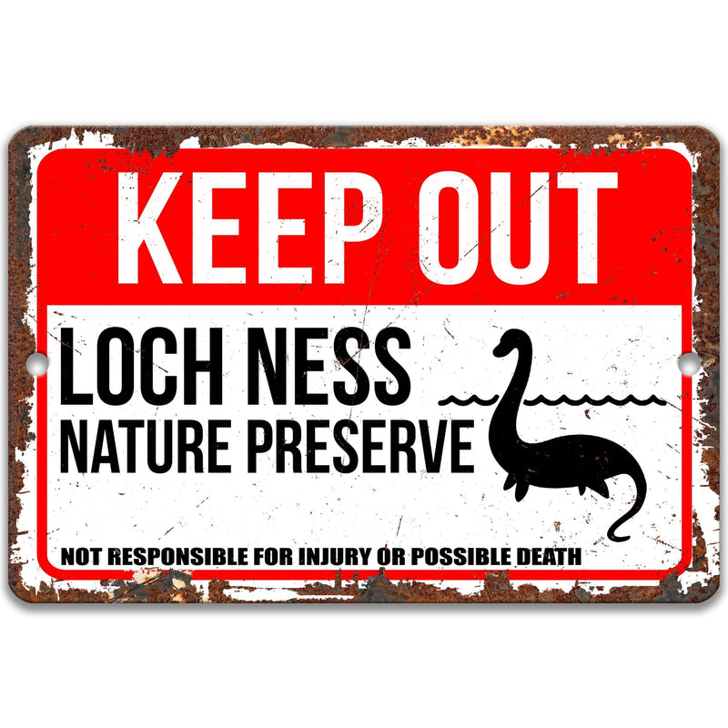 Keep Out Loch Ness Monster Nature Preserve Not Responsible for Injury or Possible Death Sign - Designs by Linda Nee