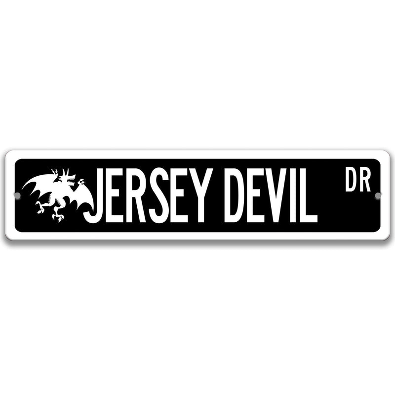 Jersey Devil with Silhouette Metal Street Sign - Designs by Linda Nee