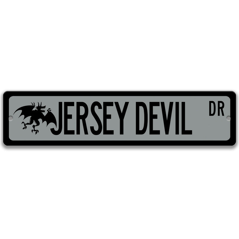 Jersey Devil with Silhouette Metal Street Sign - Designs by Linda Nee