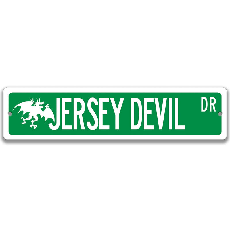 Jersey Devil with Silhouette Metal Street Sign - Designs by Linda Nee