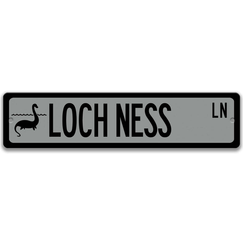 Loch Ness Monster with Silhouette Metal Street Sign - Designs by Linda Nee