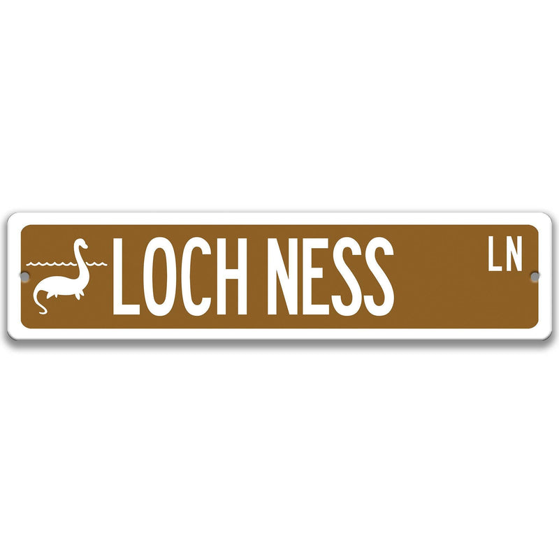 Loch Ness Monster with Silhouette Metal Street Sign - Designs by Linda Nee