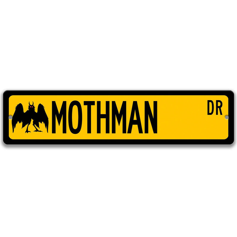 Mothman with Silhouette Metal Street Sign - Designs by Linda Nee