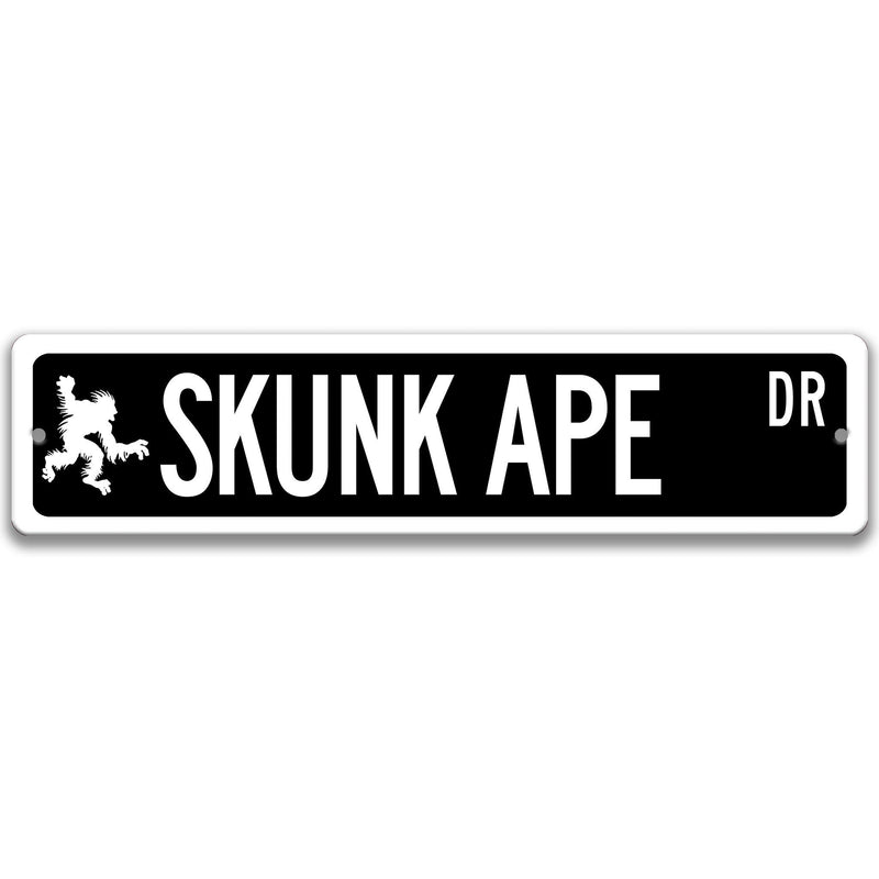 Skunk Ape with Silhouette Metal Street Sign - Designs by Linda Nee