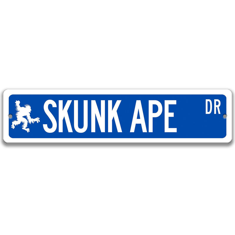 Skunk Ape with Silhouette Metal Street Sign - Designs by Linda Nee