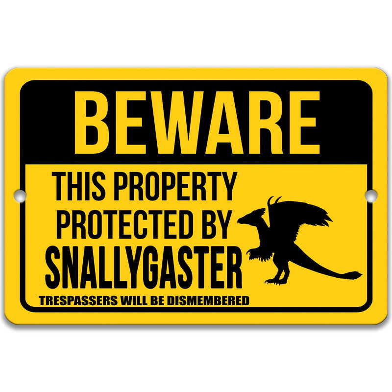 Beware This Property Protected by Snallygaster No Trespassing Metal Sign - Designs by Linda Nee