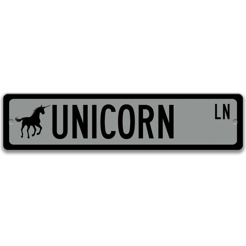 Unicorn with Silhouette Metal Street Sign - Designs by Linda Nee